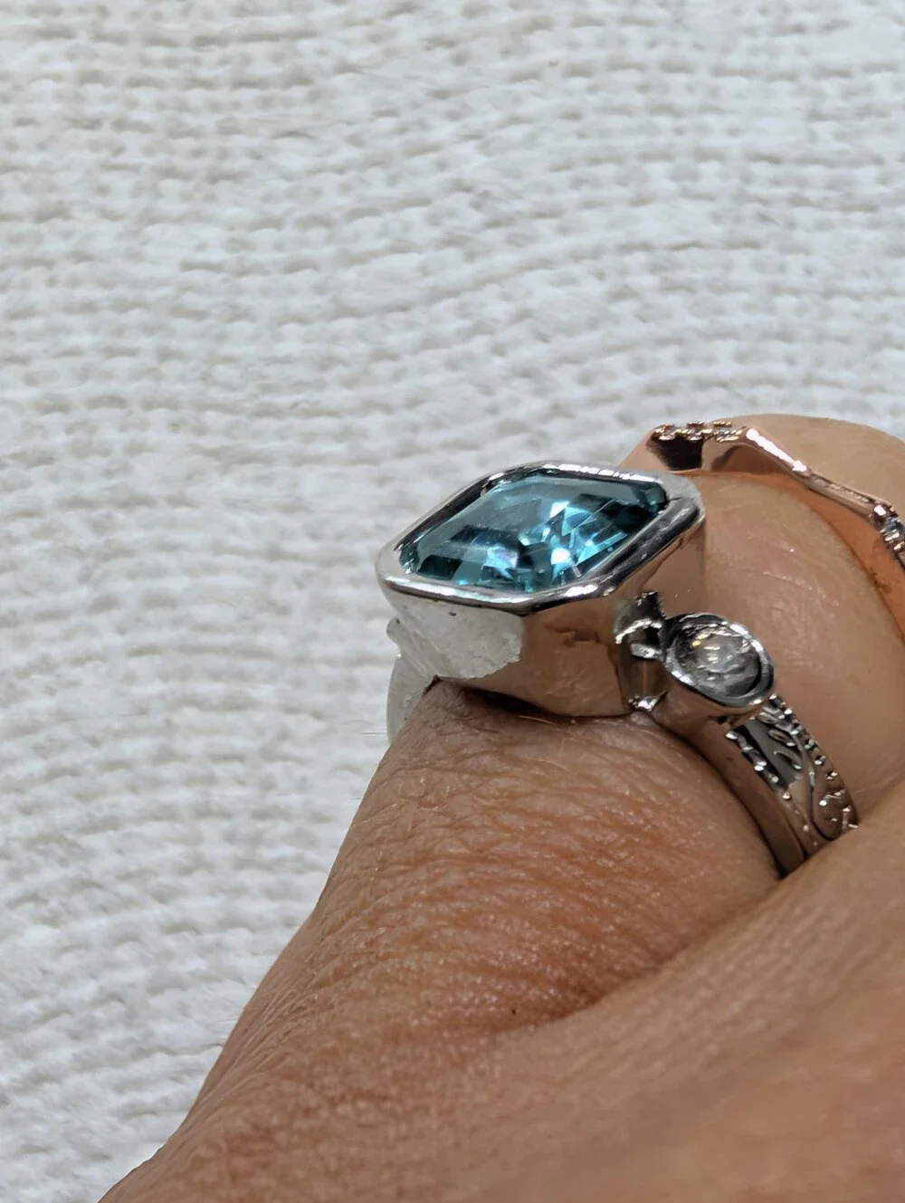 Rose Gold Colored Topaz CZ Silver Ring Bundle